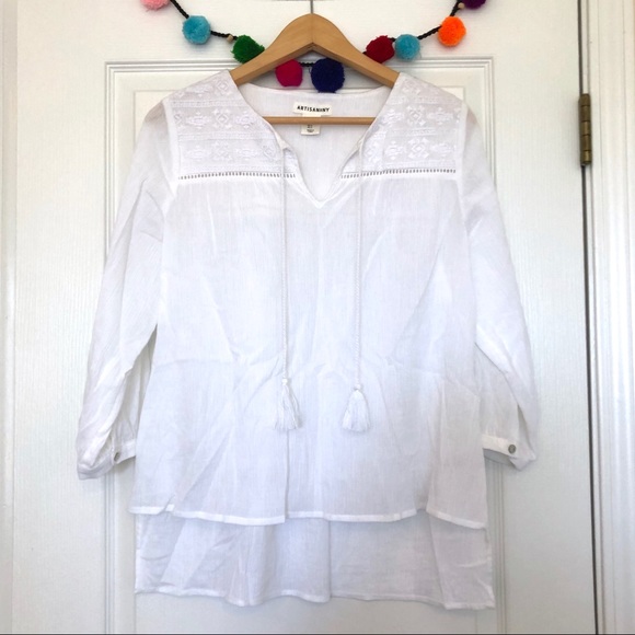 Artisan Ny Tops - Artisan NY White Boho Coverup Top Size Small